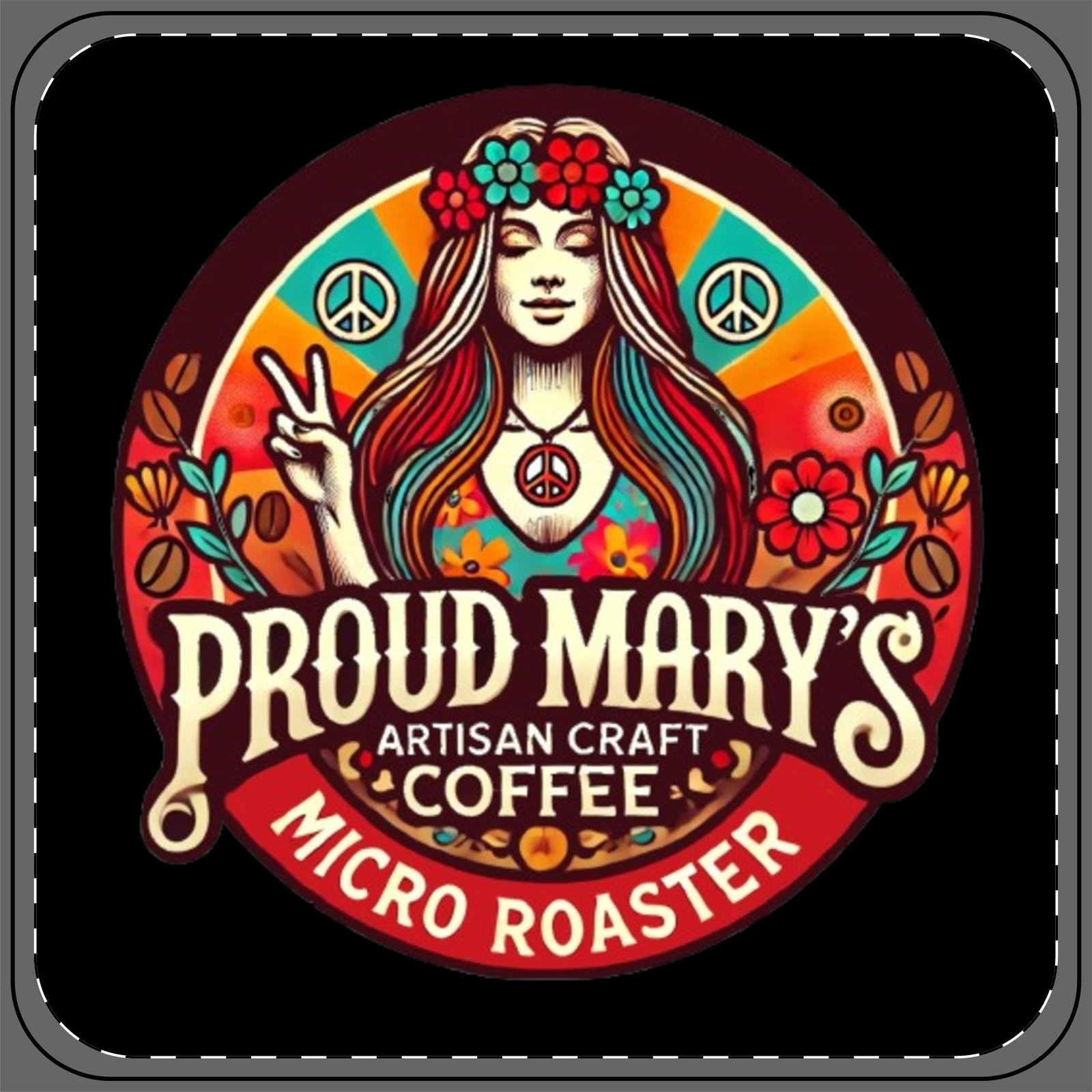Proud Mary’s Artisan Coffee Coaster – Vintage Peace & Love Design