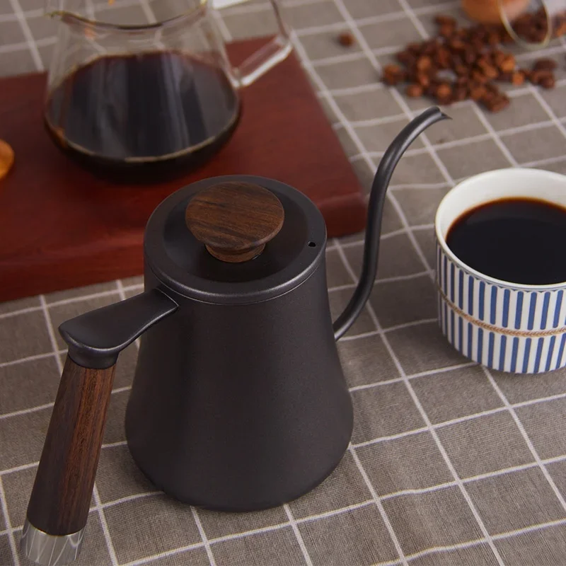 Coffee Pot Stainless Steel Drip Type Kettle with Wooden Handle - Image 4