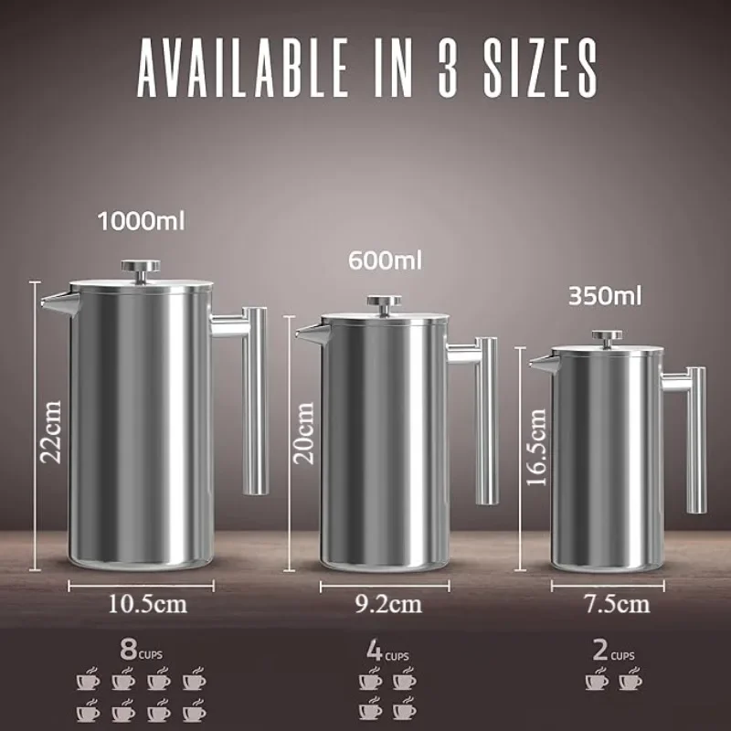 Stainless Steel Double-Wall Insulated French Press - Image 5